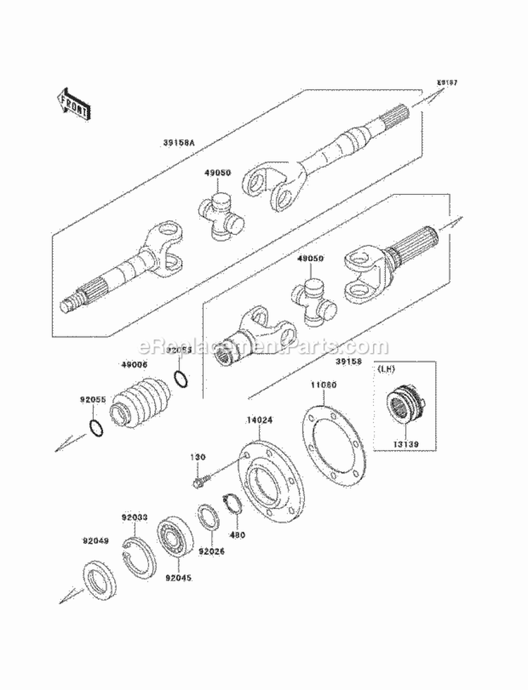 Drive Shaft-Rear Diagram and Parts List for KAF950-B7F 2007 Kawasaki 