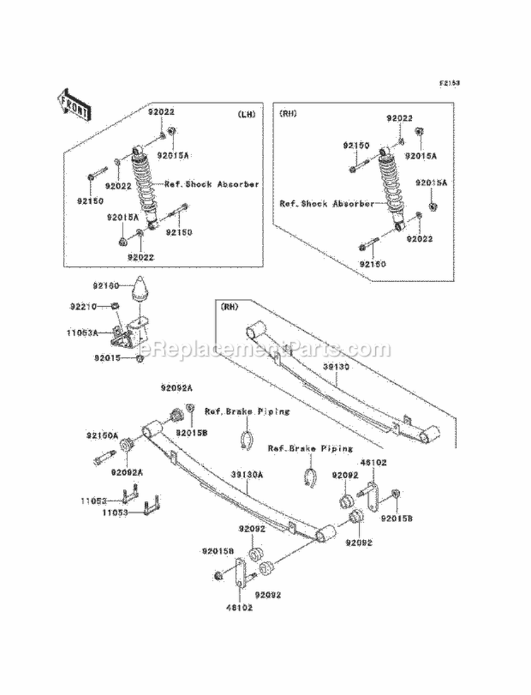 Rear Suspension Diagram and Parts List for KAF950-B7F 2007 Kawasaki 