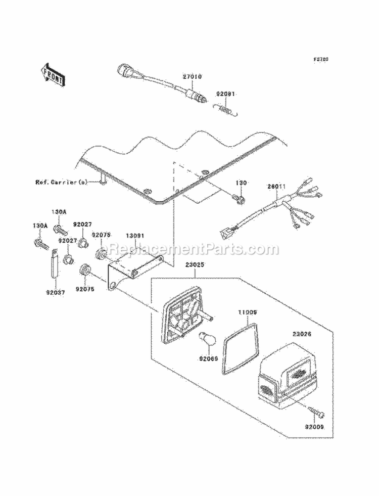 Taillights Diagram and Parts List for KAF950-B7F 2007 Kawasaki 