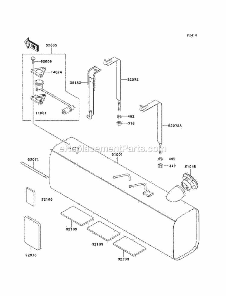 Fuel Tank Diagram and Parts List for KAF950-B6F 2006 Kawasaki 