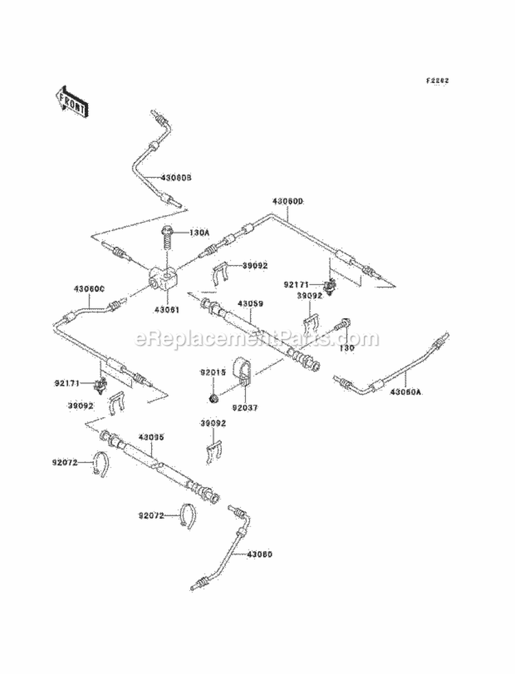Brake Piping Diagram and Parts List for KAF950-B6F 2006 Kawasaki 