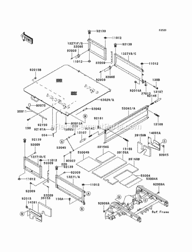 Carriers Diagram and Parts List for KAF950-C7F 2007 Kawasaki 