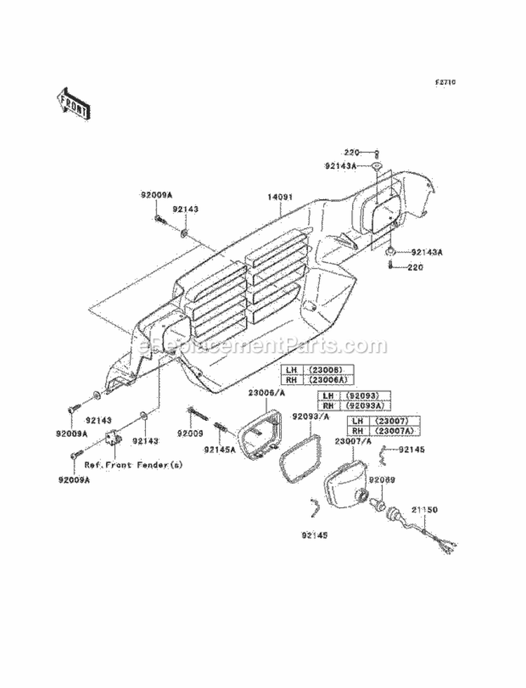 Headlights Diagram and Parts List for KAF620-E4  Kawasaki 