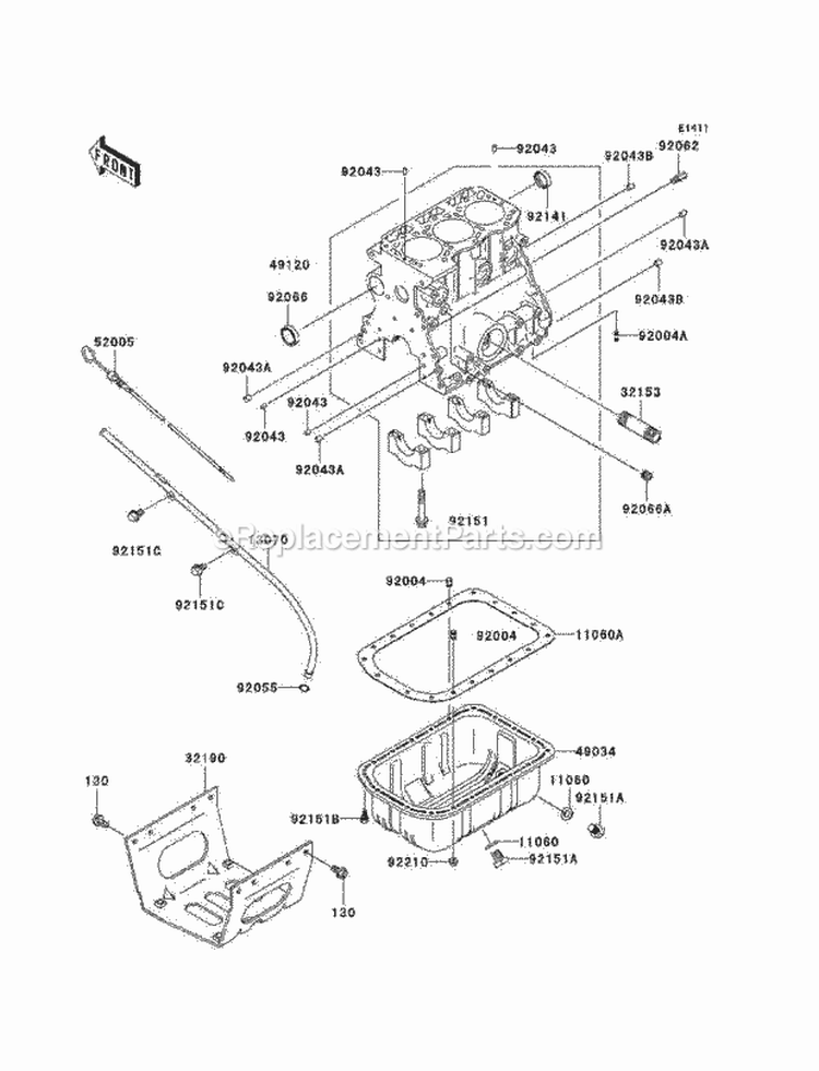 Crankcase Diagram and Parts List for KAF950-B3 2005 Kawasaki 