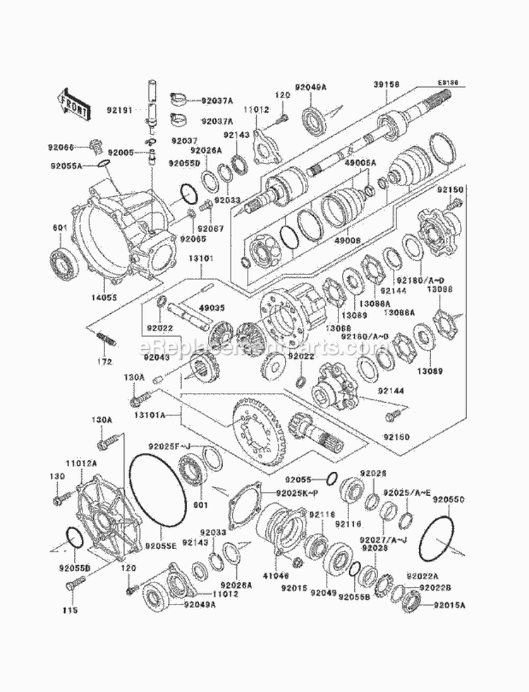 Drive Shaft-Front Diagram and Parts List for KAF950-C7F 2007 Kawasaki 