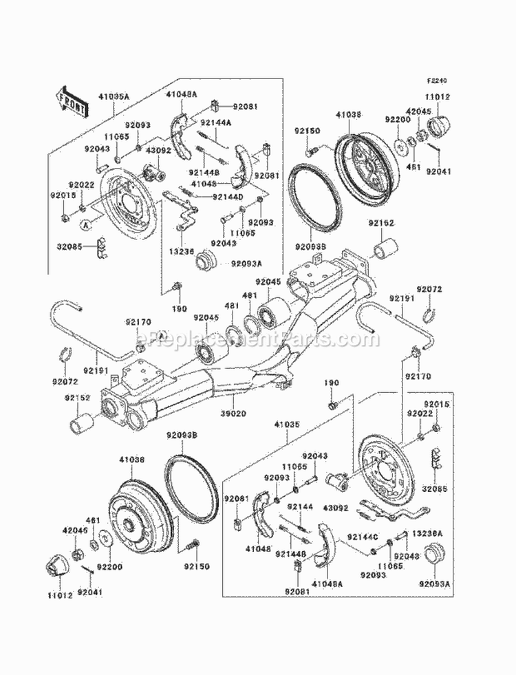 Rear Hubs/Brakes Diagram and Parts List for KAF620-J7F 2007 Kawasaki 