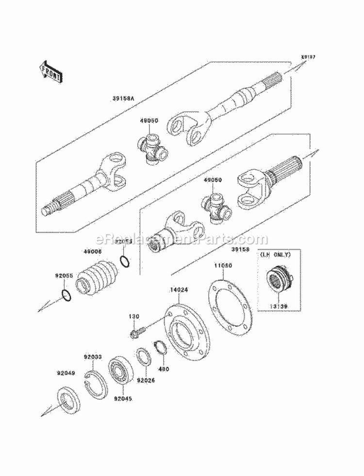 Drive Shaft-Rear Diagram and Parts List for KAF950-C7F 2007 Kawasaki 