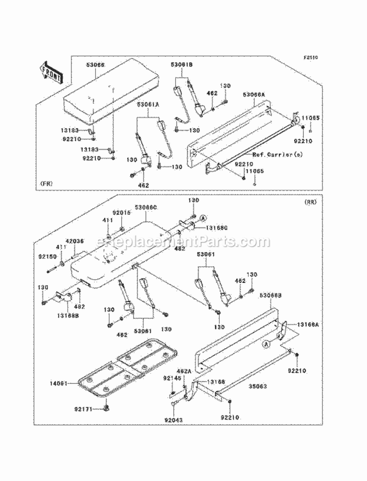 Seat Diagram and Parts List for KAF950-C7F 2007 Kawasaki 