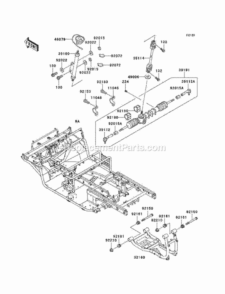 Frame Diagram and Parts List for KAF950-C7F 2007 Kawasaki 