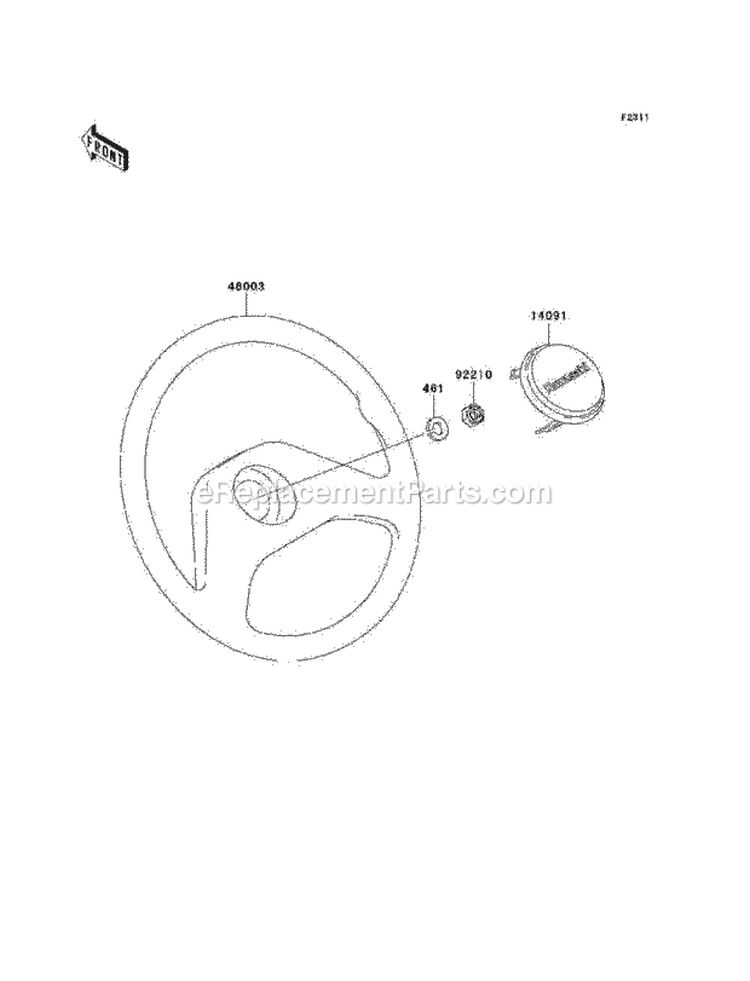 Steering Wheel Diagram and Parts List for KAF950-C7F 2007 Kawasaki 