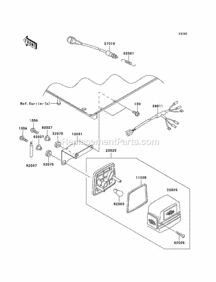 Taillights Diagram and Parts List for KAF620-J6F 2006 Kawasaki 