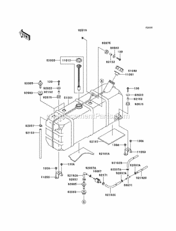 Fuel Tank Diagram and Parts List for KAF950-C7F 2007 Kawasaki 