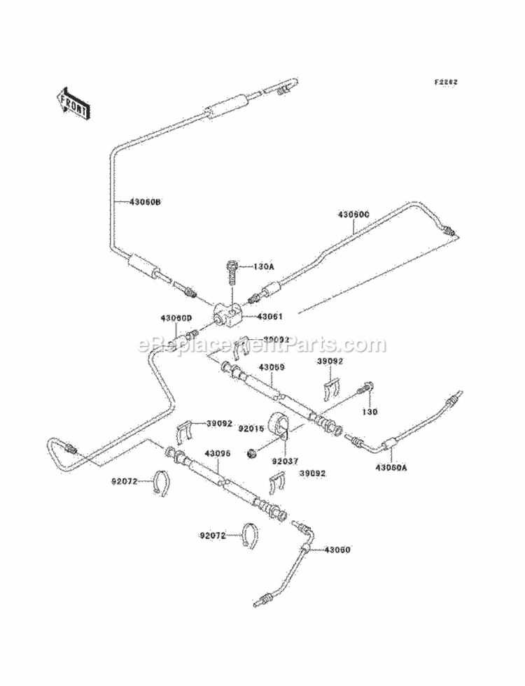 Brake Piping Diagram and Parts List for KAF950-C7F 2007 Kawasaki 