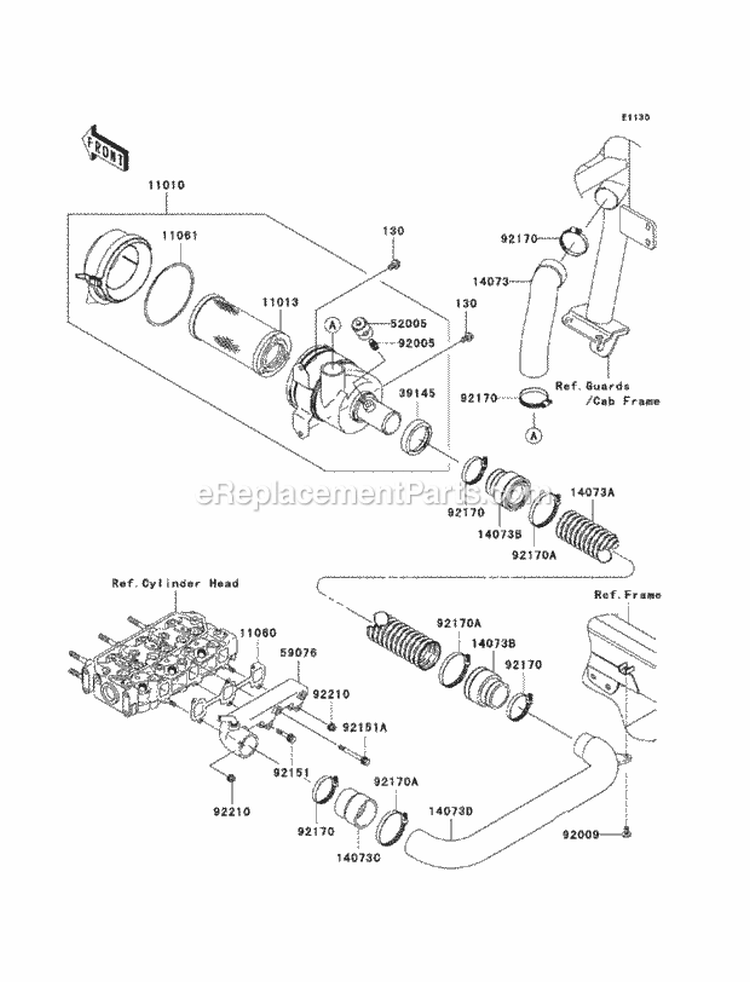 Air Cleaner Diagram and Parts List for KAF950-FAF 2010 Kawasaki 