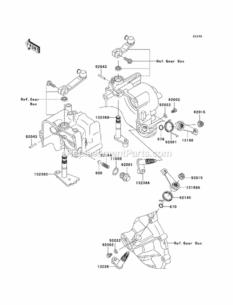 Gear Change Mechanism Diagram and Parts List for KAF950-FCF 2012 Kawasaki 