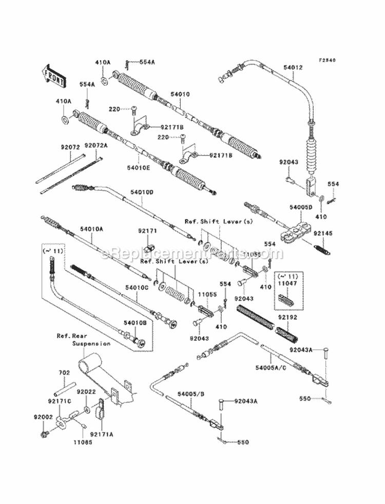 Cables Diagram and Parts List for KAF950-FCF 2012 Kawasaki 