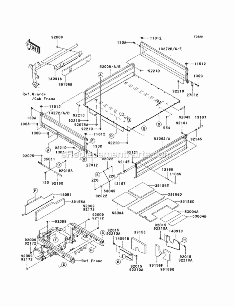 Carriers Diagram and Parts List for KAF950-FCF 2012 Kawasaki 