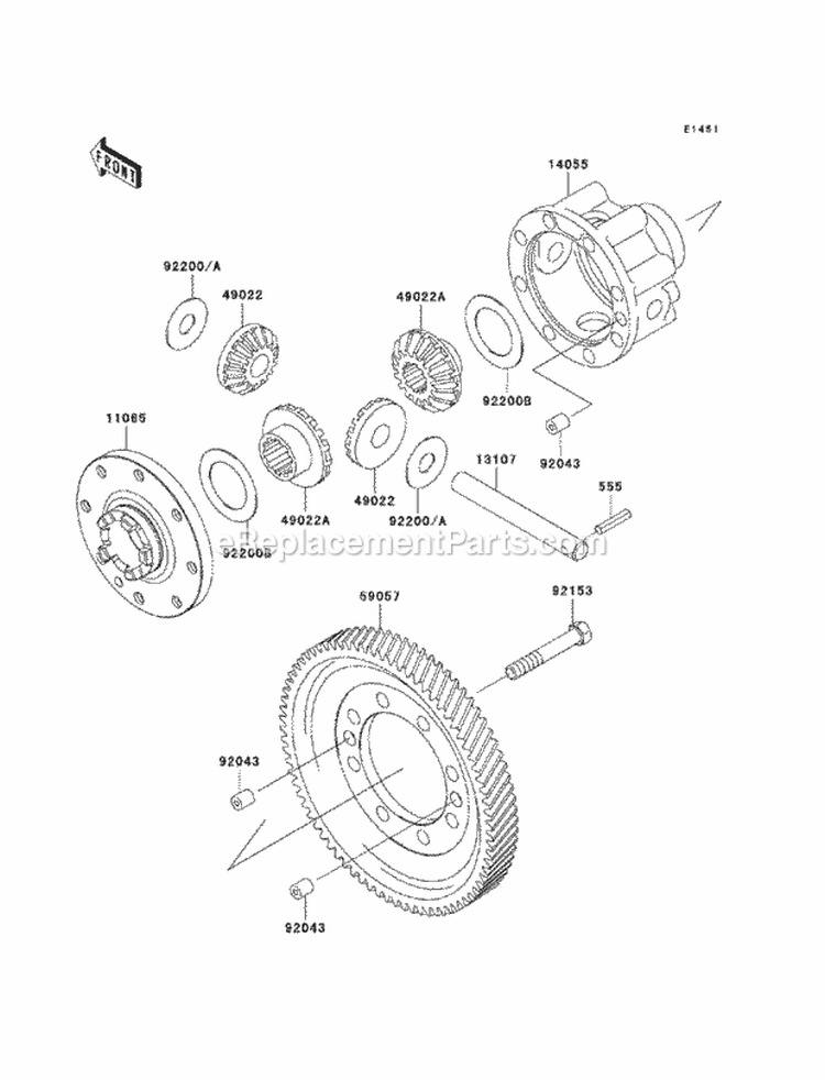 Differential Diagram and Parts List for KAF950-FCF 2012 Kawasaki 