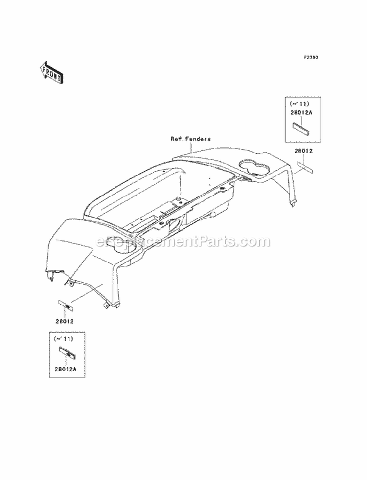 Reflector Diagram and Parts List for KAF950-FCF 2012 Kawasaki 