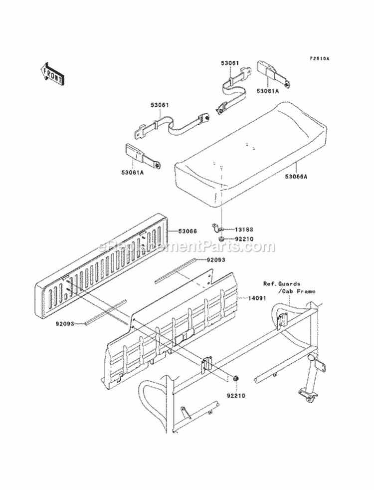 Seat Diagram and Parts List for KAF950-FBF 2011 Kawasaki 