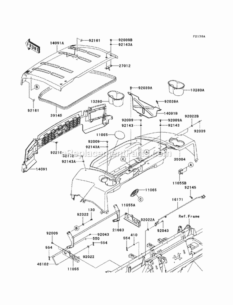 Fender Diagram and Parts List for KAF950-FCF 2012 Kawasaki 