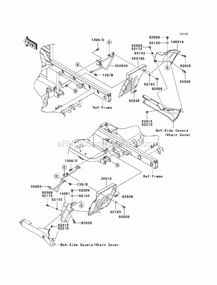 Flap Diagram and Parts List for KAF950-FCF 2012 Kawasaki 