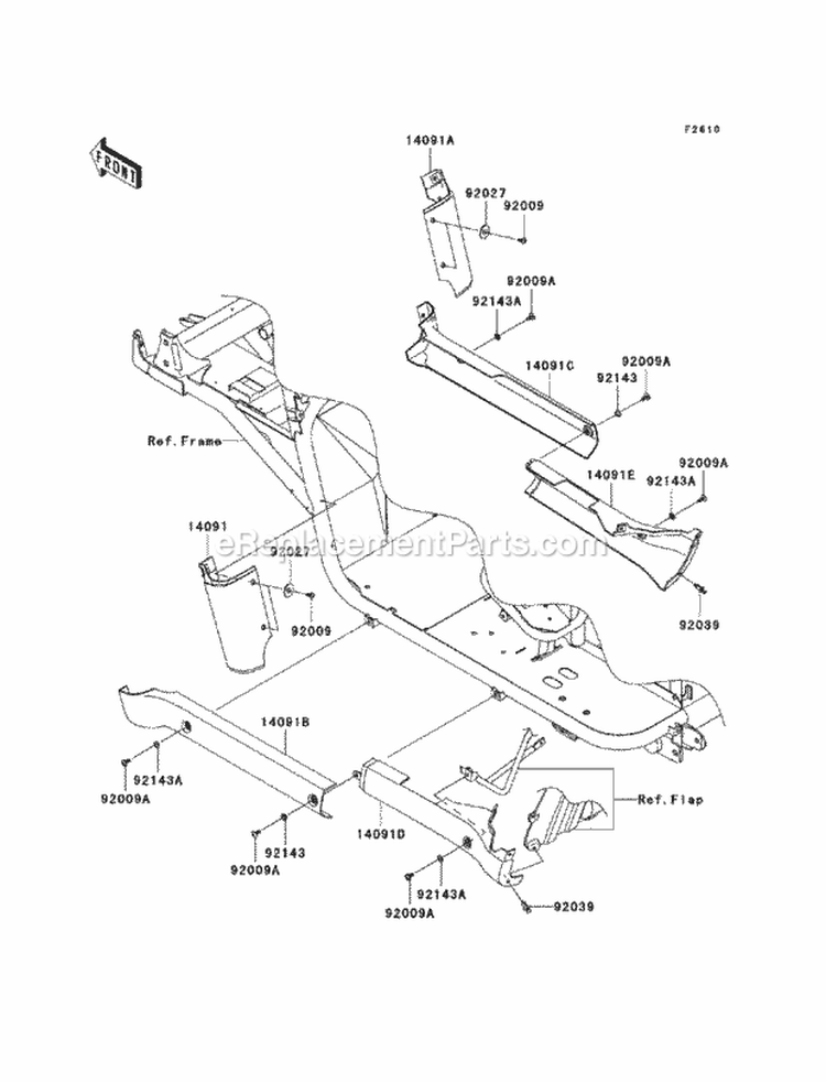 Side Covers/Chain Cover Diagram and Parts List for KAF950-FBF 2011 Kawasaki 