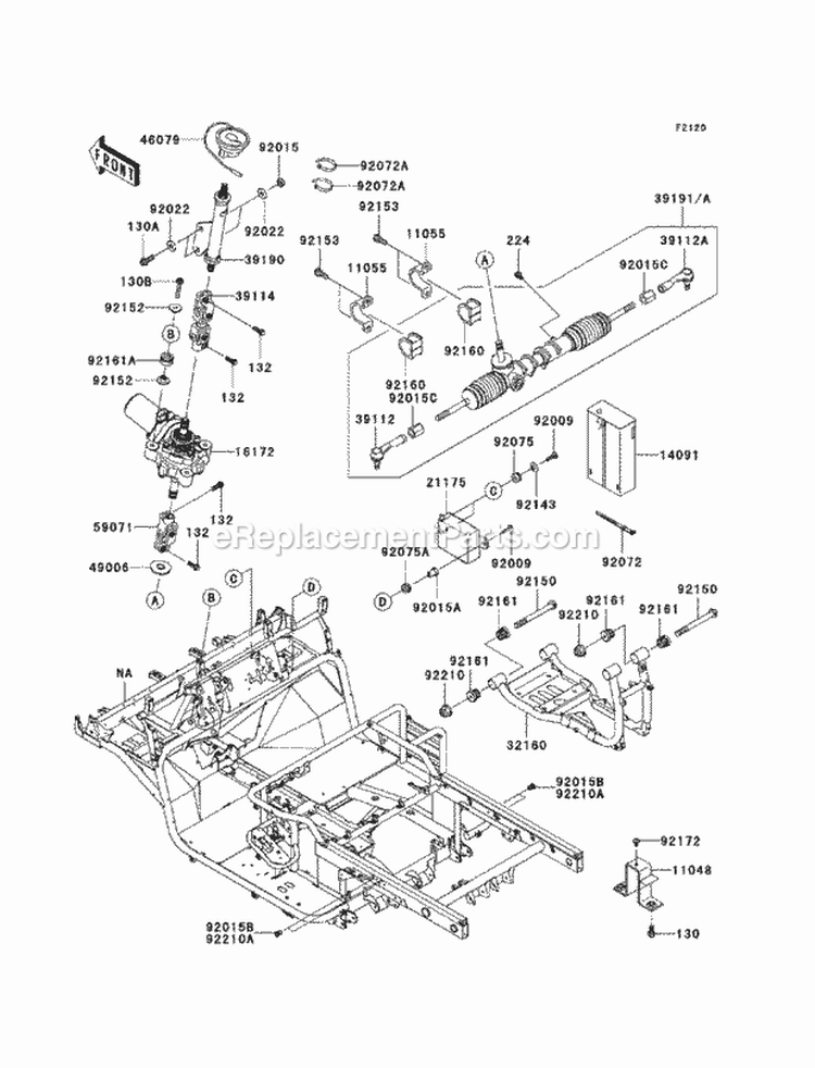 Frame Diagram and Parts List for KAF950-FCF 2012 Kawasaki 