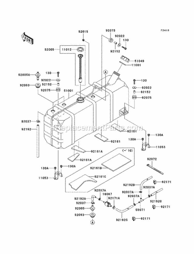 Fuel Tank Diagram and Parts List for KAF950-FBF 2011 Kawasaki 