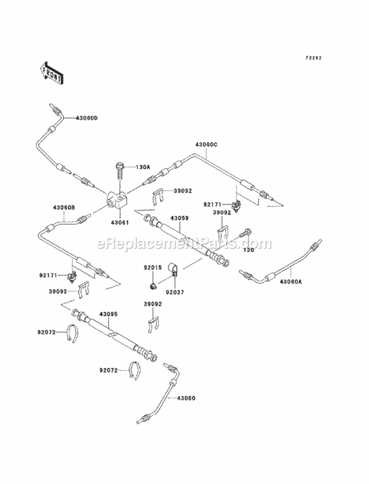 Brake Piping Diagram and Parts List for KAF950-FAF 2010 Kawasaki 