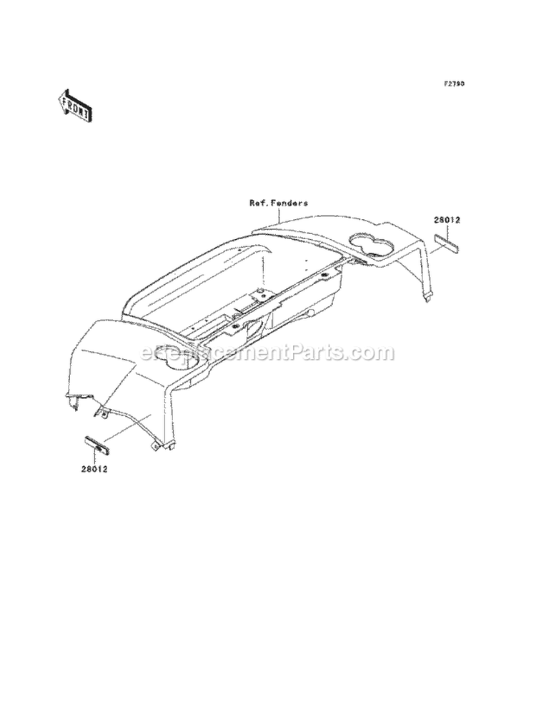 Reflectorscn Diagram and Parts List for KAF950-GBF 2011 Kawasaki 