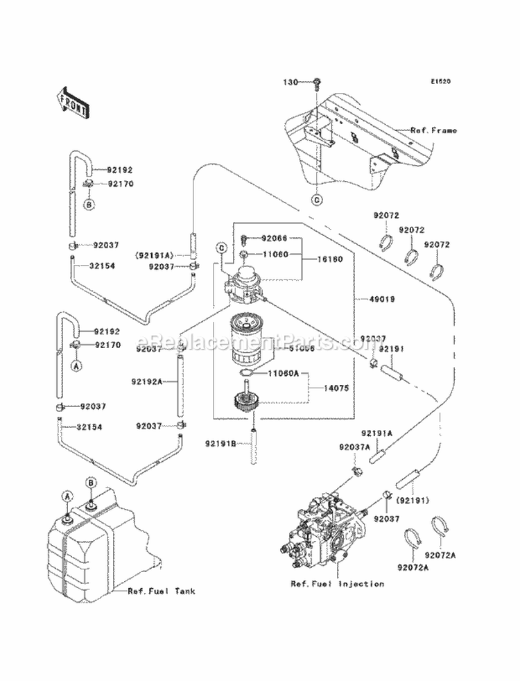 Fuel Pump Diagram and Parts List for KAF950-GBF 2011 Kawasaki 