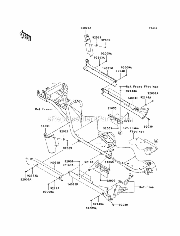 Side Covers/Chain Cover Diagram and Parts List for KAF950-GBF 2011 Kawasaki 