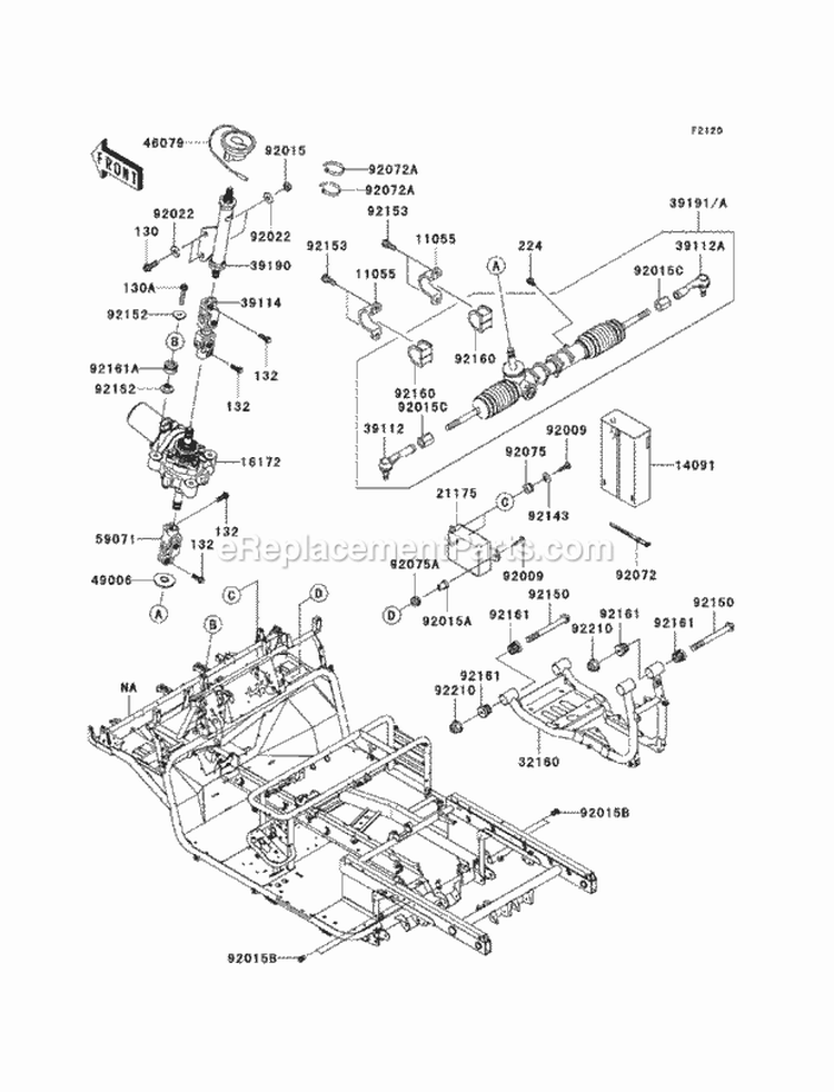 Frame Diagram and Parts List for KAF950-GBF 2011 Kawasaki 