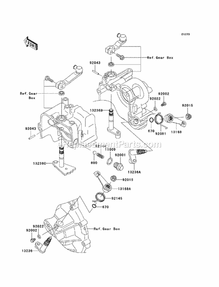 Gear Change Mechanism Diagram and Parts List for KAF620-R9F 2009 Kawasaki 