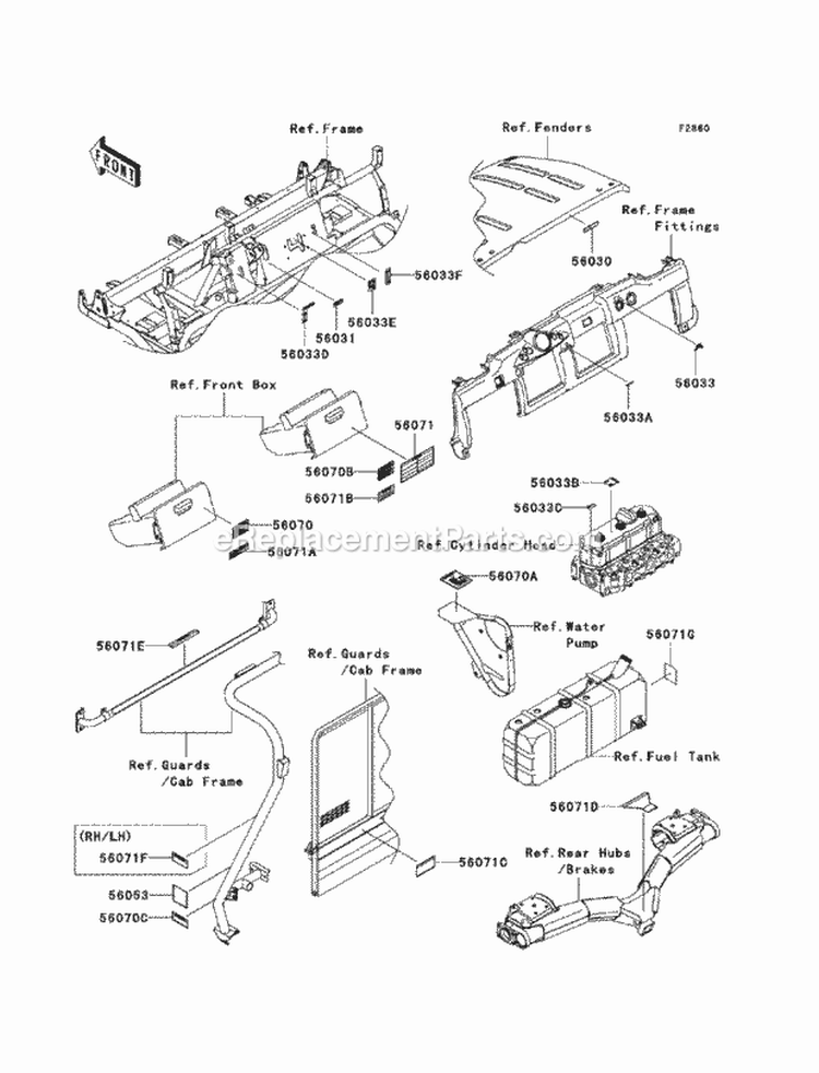 Labels Diagram and Parts List for KAF950-HAF 2010 Kawasaki 