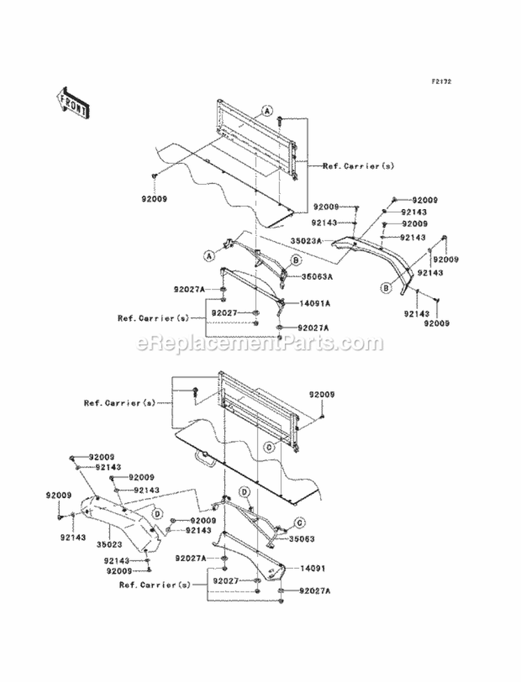 Rear Fenders Diagram and Parts List for KAF620-SBF 2011 Kawasaki 