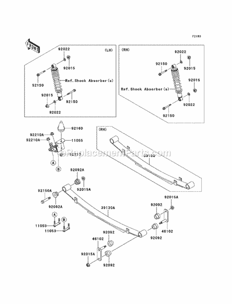 Rear Suspension Diagram and Parts List for KAF950-GBF 2011 Kawasaki 