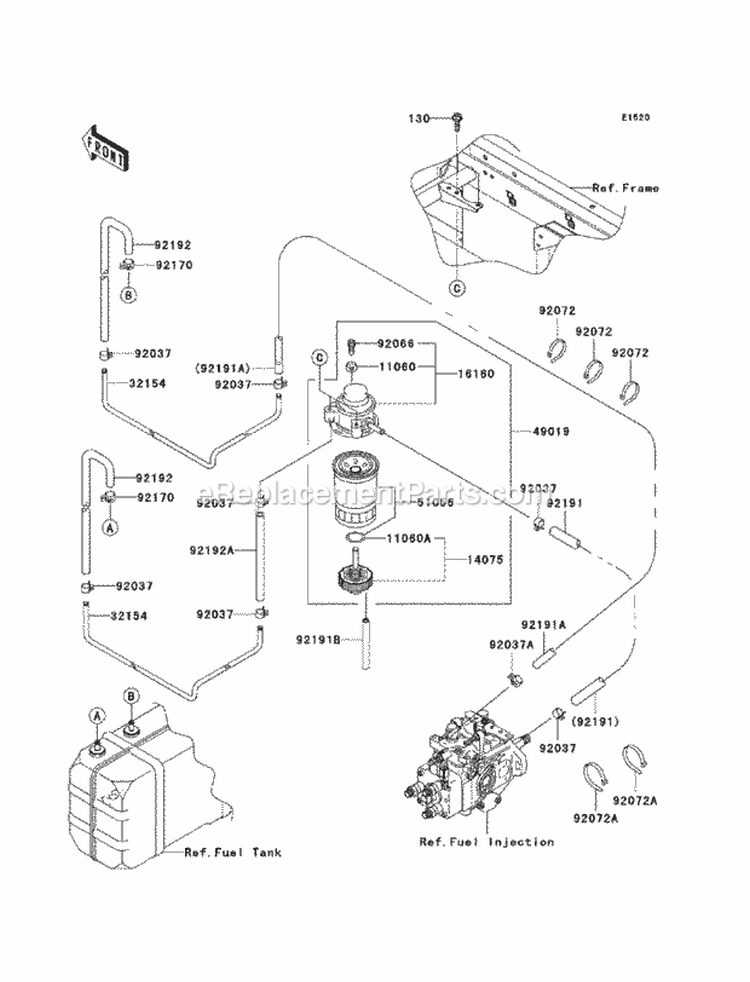 Fuel Pump Diagram and Parts List for KAF950-G9F 2009 Kawasaki 