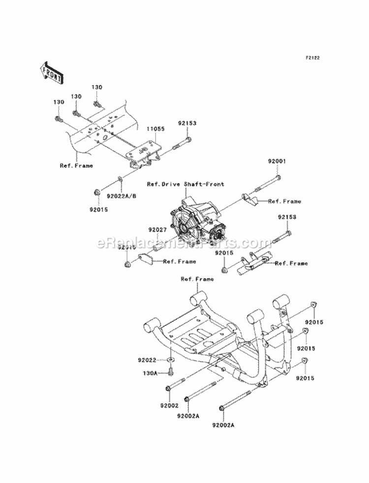 Engine Mount Diagram and Parts List for KAF950-G9F 2009 Kawasaki 