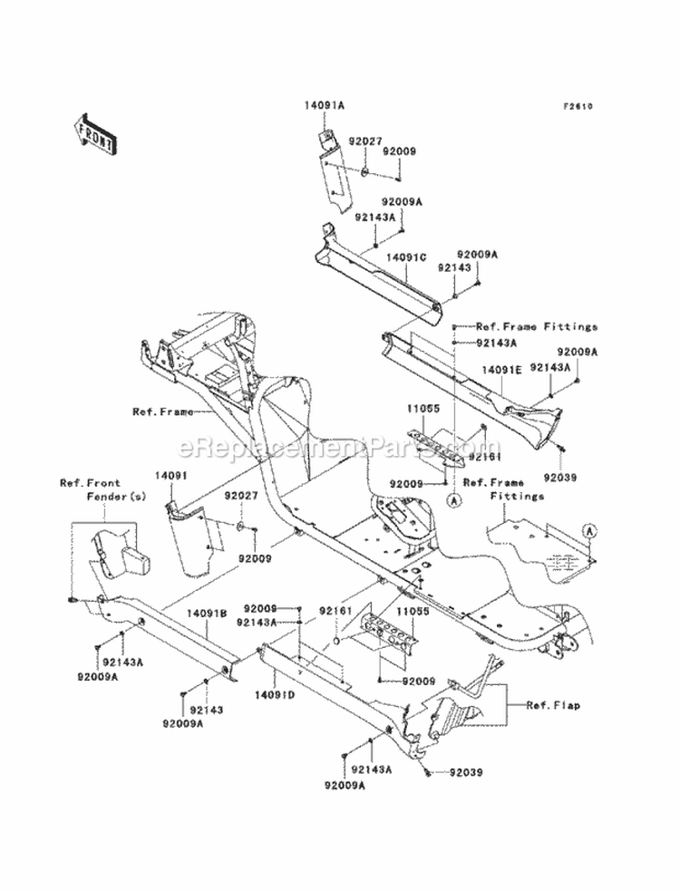 Side Covers/Chain Cover Diagram and Parts List for KAF620-R9F 2009 Kawasaki 