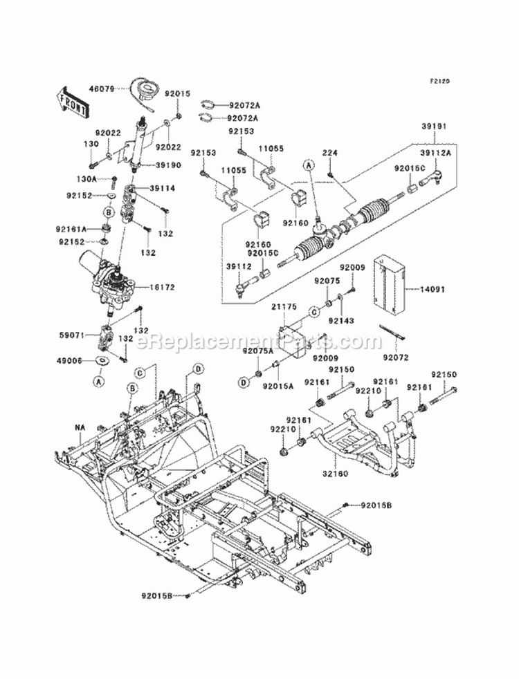 Frame Diagram and Parts List for KAF950-G9F 2009 Kawasaki 