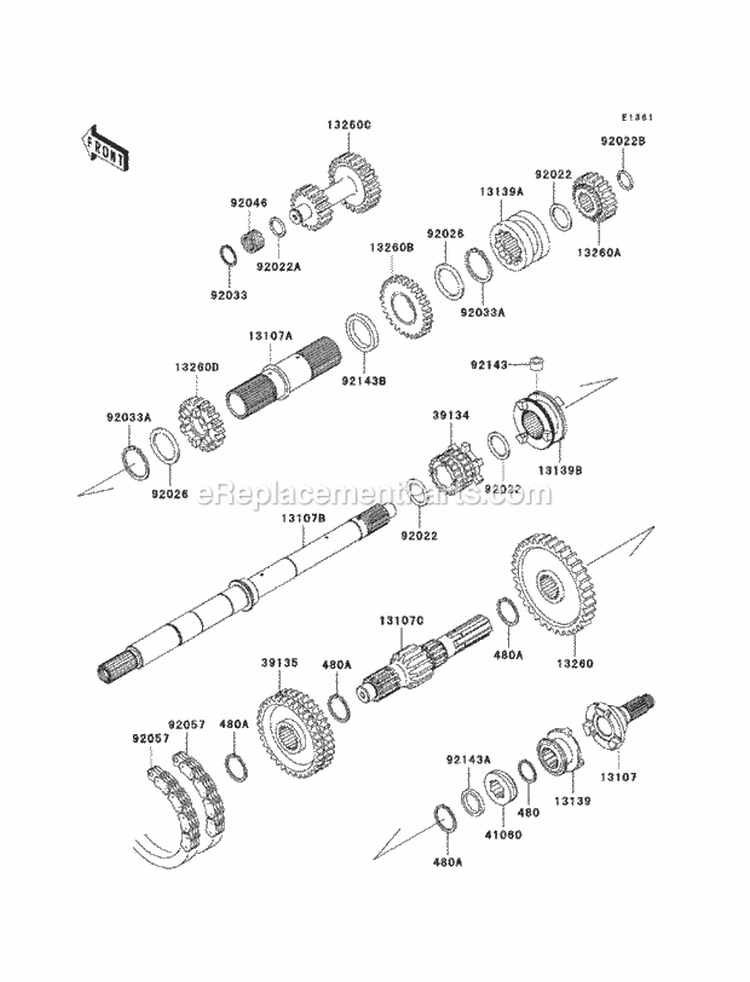 Transmission Diagram and Parts List for KAF950-GAF 2010 Kawasaki 