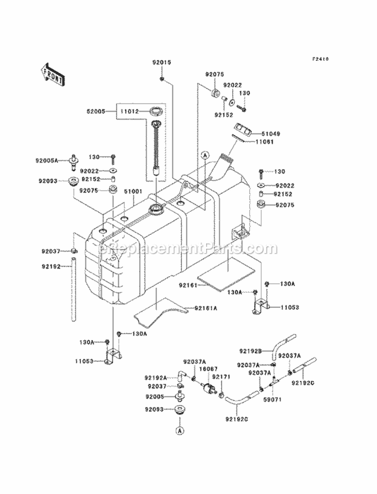 Fuel Tank Diagram and Parts List for KAF950-HAF 2010 Kawasaki 