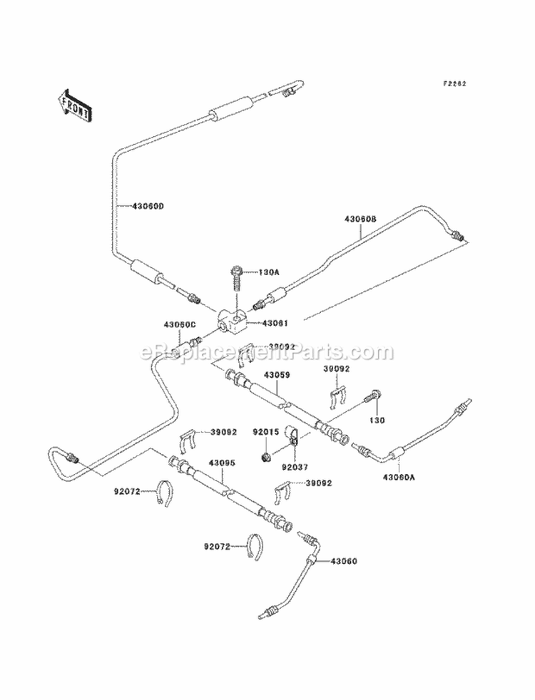 Brake Piping Diagram and Parts List for KAF950-GBF 2011 Kawasaki 