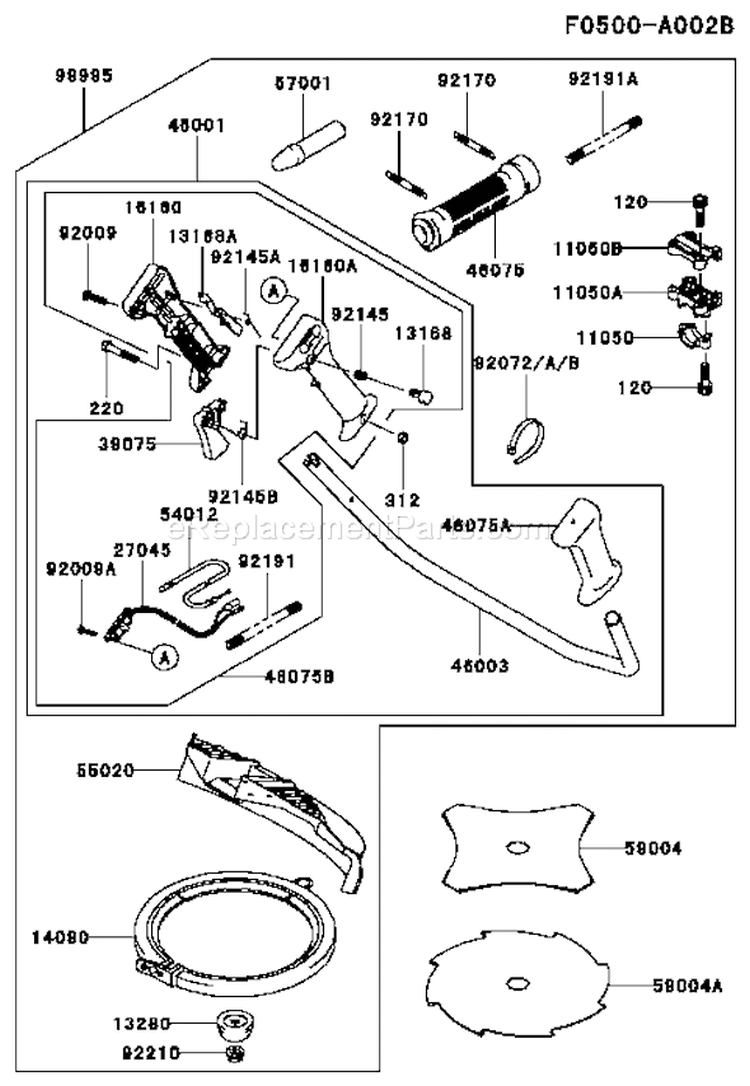 Page J Diagram and Parts List for KBL26A-BS01 HA026F Kawasaki Trimmer