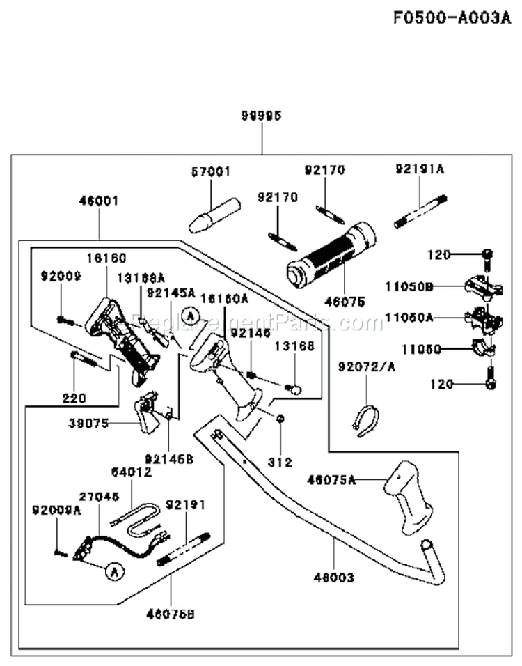 Page K Diagram and Parts List for KBL26A-BS01 HA026F Kawasaki Trimmer