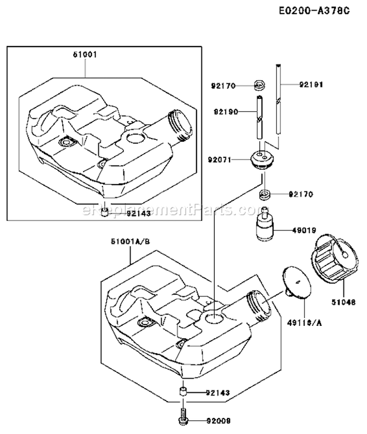 Page G Diagram and Parts List for KBL26A-BS01 HA026F Kawasaki Trimmer