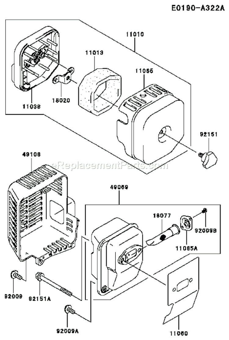 Page A Diagram and Parts List for KBL34A-AS01 HA034F Kawasaki Trimmer