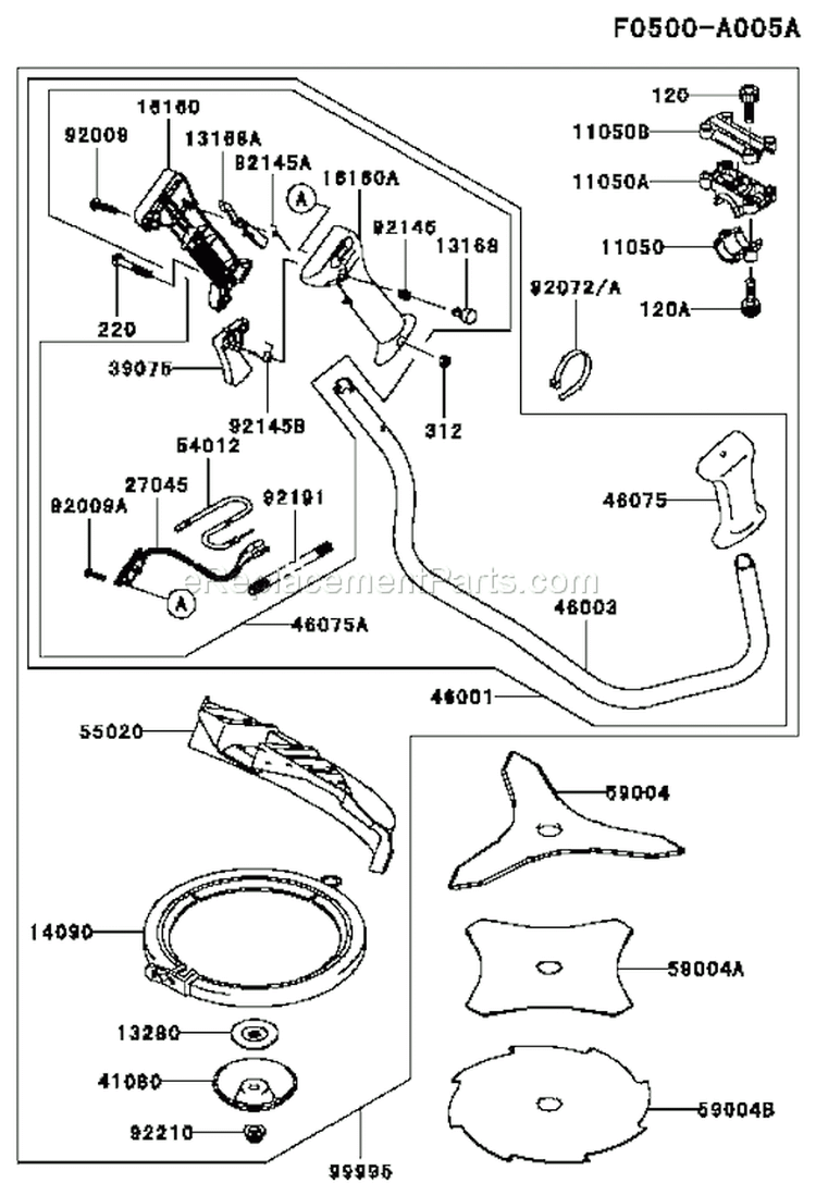 Page J Diagram and Parts List for KBL34A-AS01 HA034F Kawasaki Trimmer